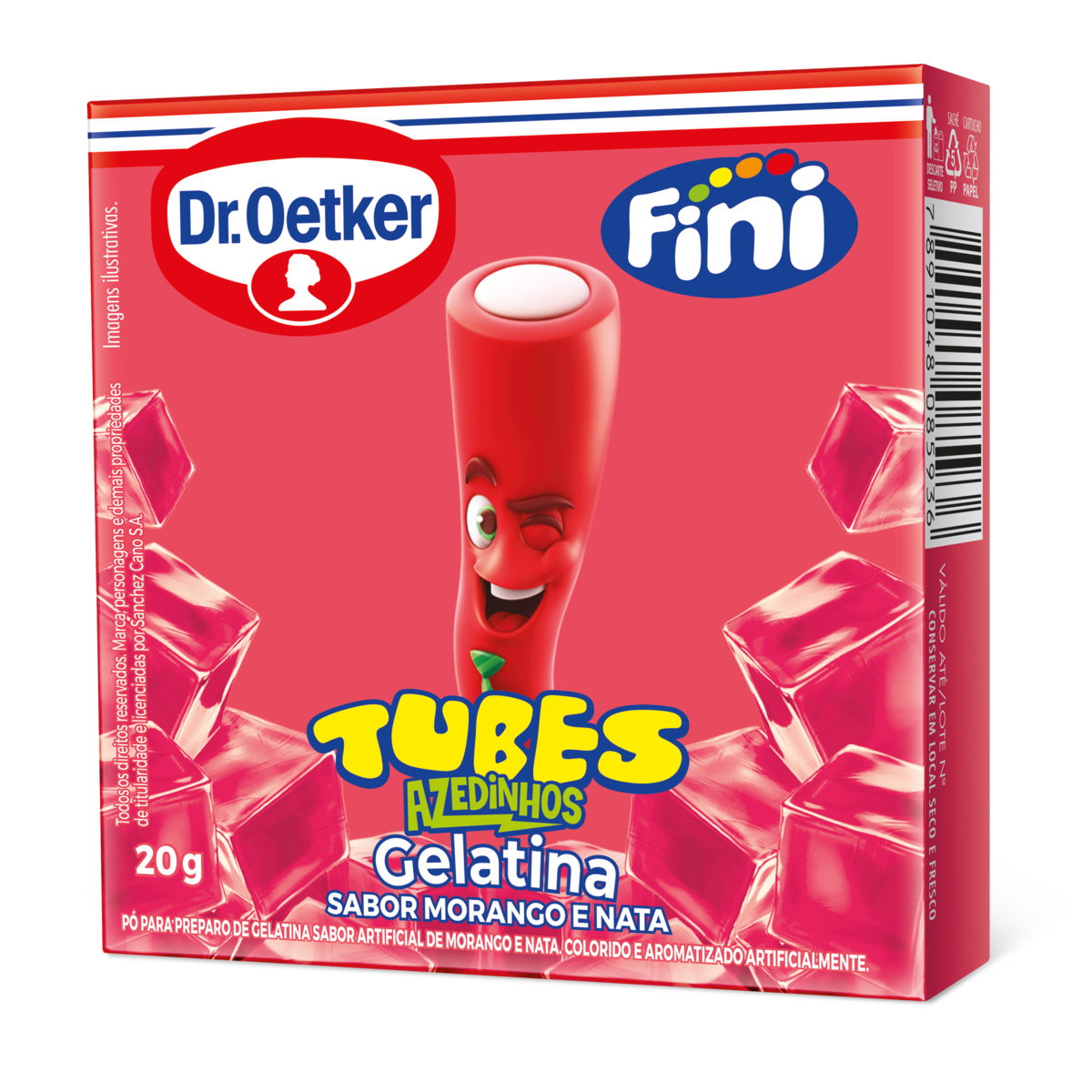 Gelatina Fini Tubes Morango Azedinho Dr Oetker 20g