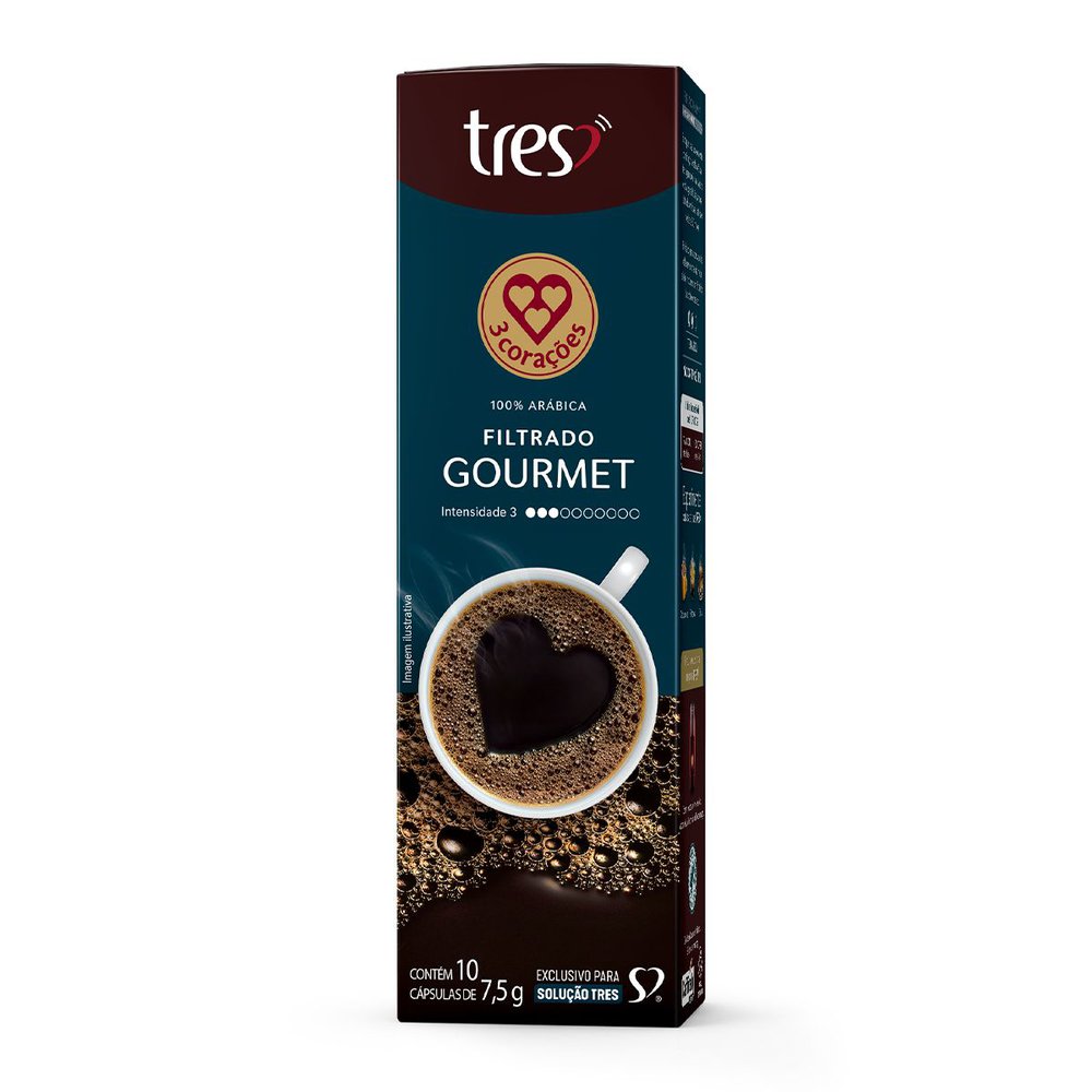 Capsula de Café Filtrado Gourmet 3 Corações 10 unid