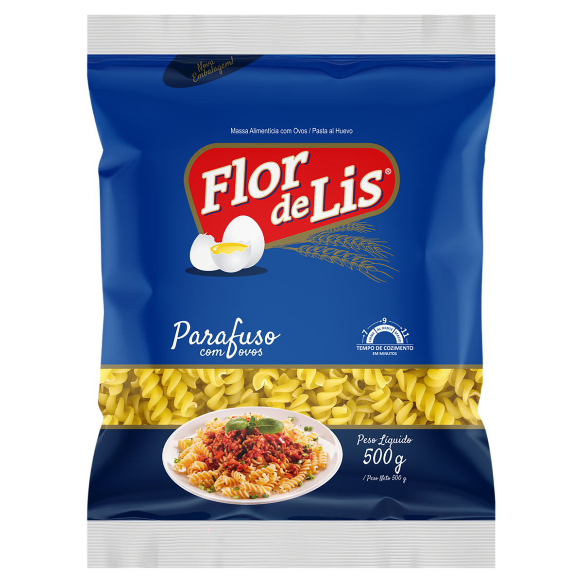 Macarrão com Ovos Parafuso FLOR DE LIZ Pacote 500g