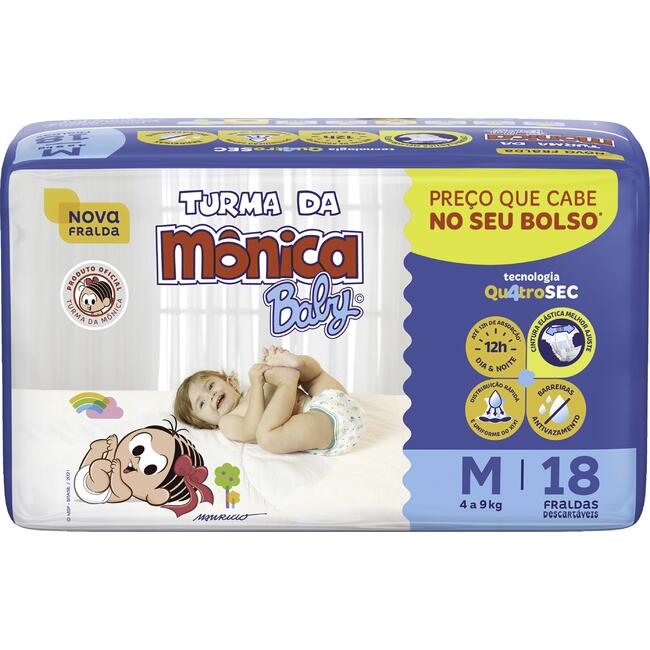 Fralda Descartável Turma da Mônica Jumbinho M 18 un