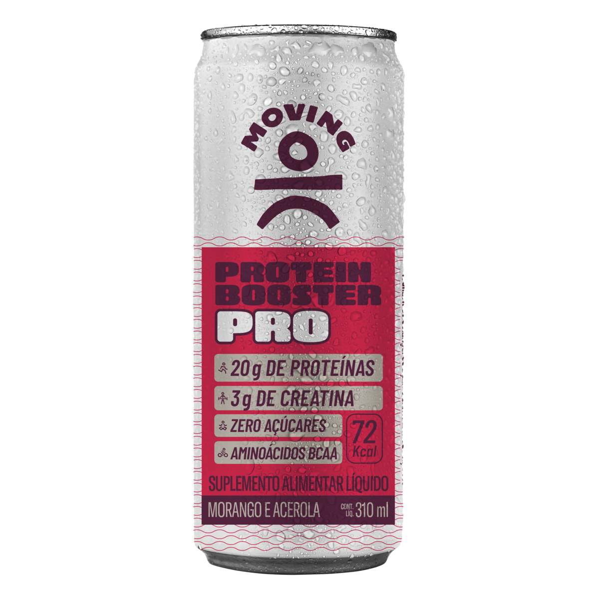 Suplemento Alimentar Líquido Morango e Acerola Zero Açúcar Moving Protein Booster Pro Lata 310ml