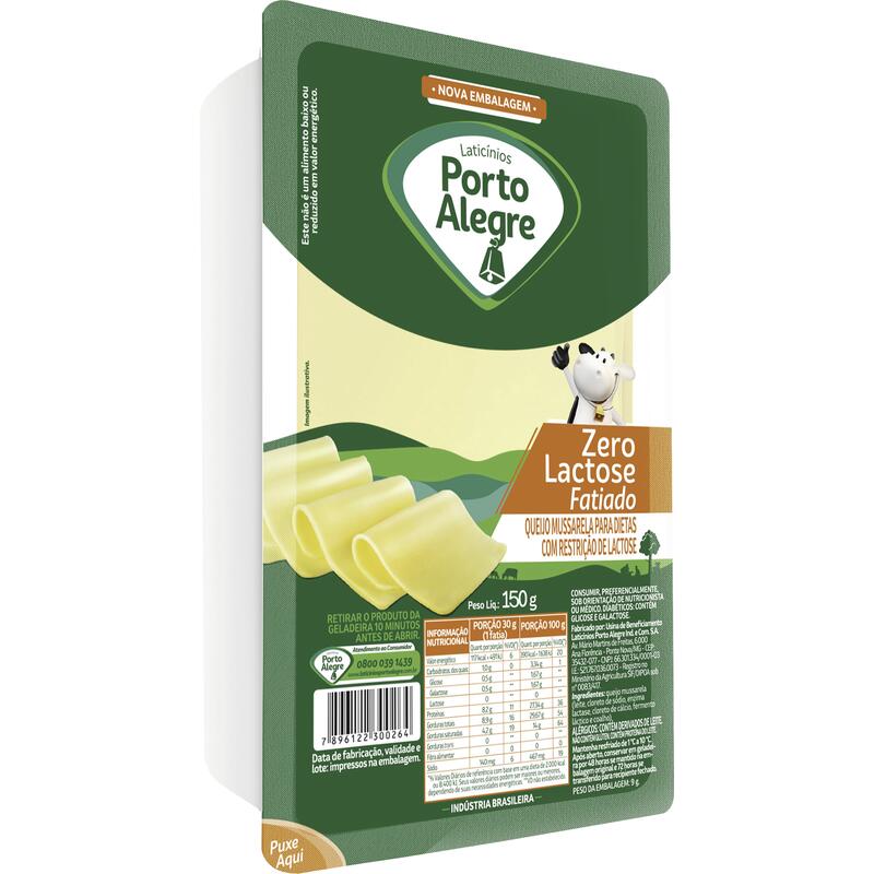 Queijo Mussarela Zero Lactose Porto Alegre Fatiado 150g