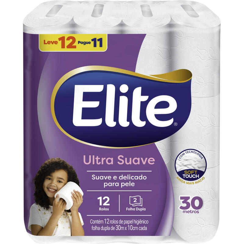 Papel Higiênico Elite Folha dupla 30m LV 12 PG 11 rolos