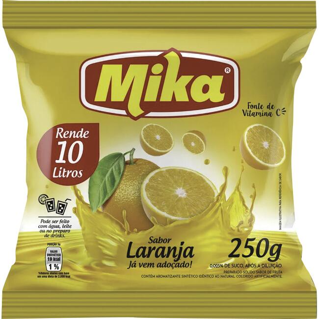 Refresco em Pó Mika Laranja 250g