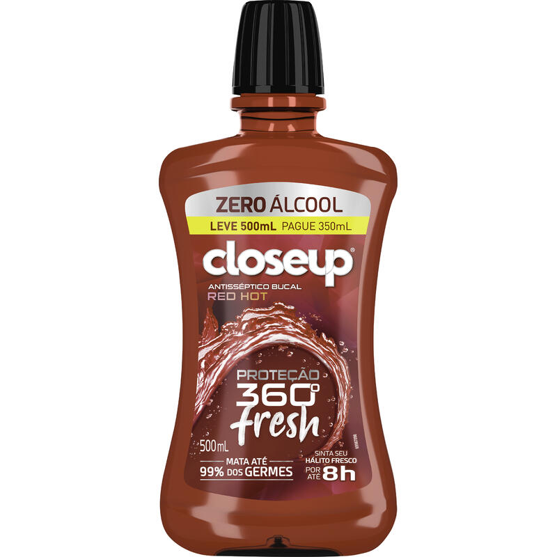 Antisséptico Bucal Closeup Fresh Red Hot Zero LV 500ml PG 350ml