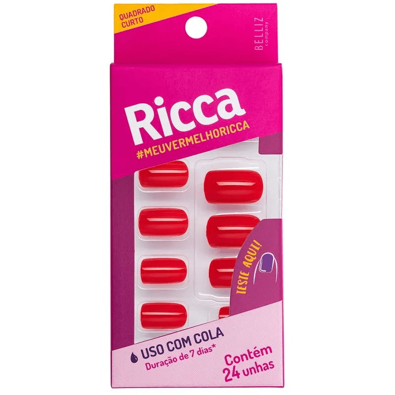 Unha Postiça RICCA Vermelho Paixão