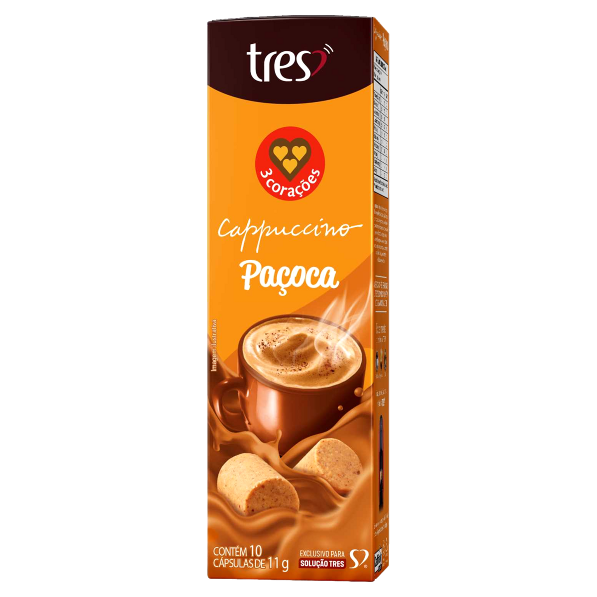 Cappuccino em Cápsula Paçoca Três Corações Caixa 110g 10 Unidades