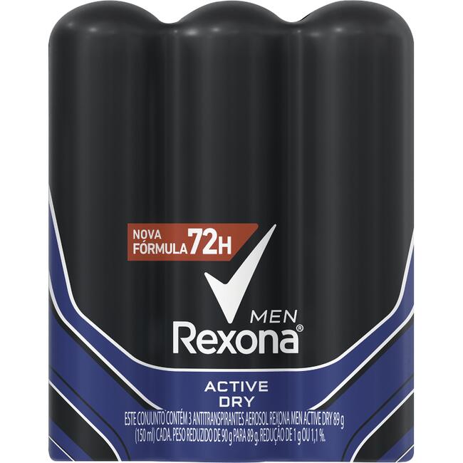 Desodorante Aerossol Rexona Active men 3x150ml