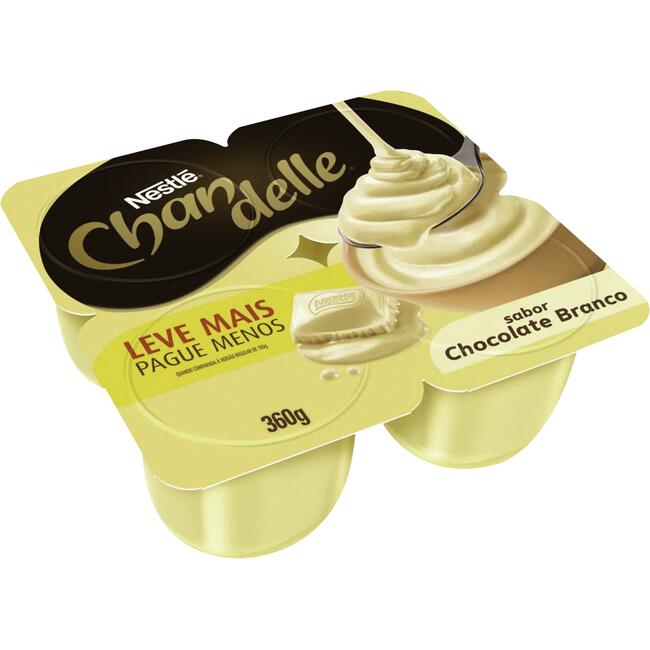 Sobremesa Láctea Chocolate Branco Chandelle Bandeja 360g 4 Unidades