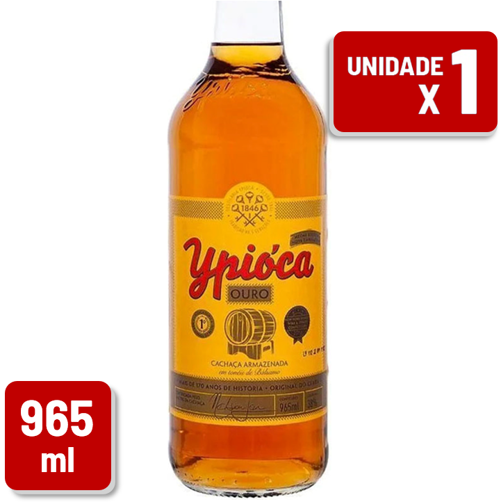 Cachaça Ypioca Brasilizar Emp Ouro Garrafa Vidro 965ml