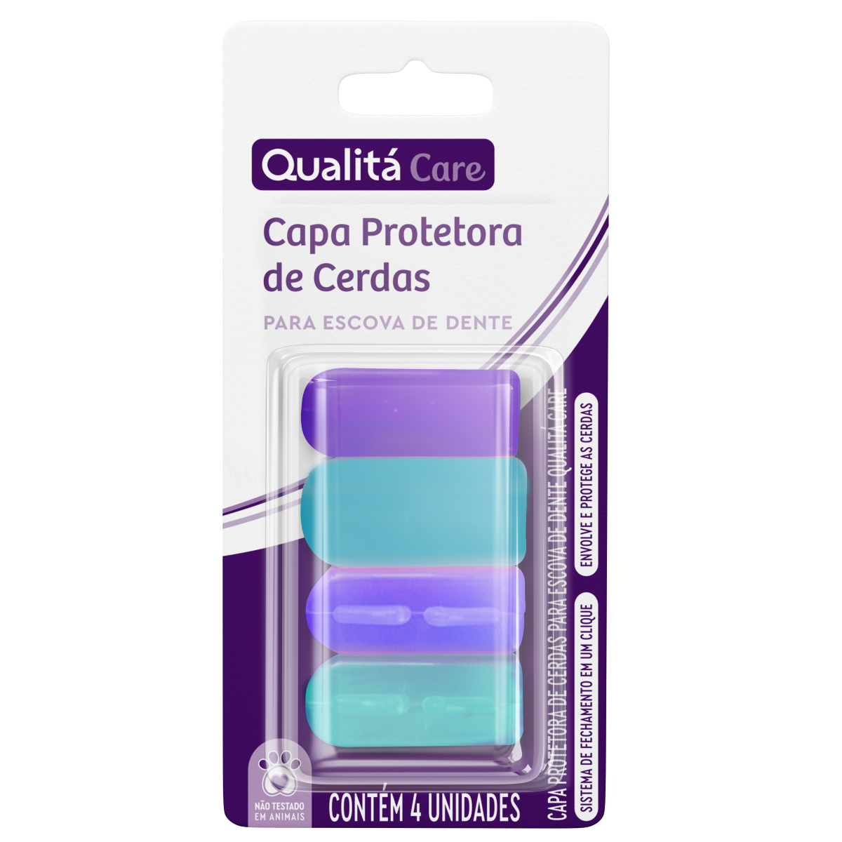Capa Protetora de Cerdas para Escova Dental Qualitá Blister 4 Unidades