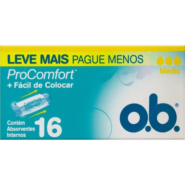 Absorvente Interno O.B. Sempre Livre ProComfort Médio Caixa 16 Unidades Leve Mais Pague Menos
