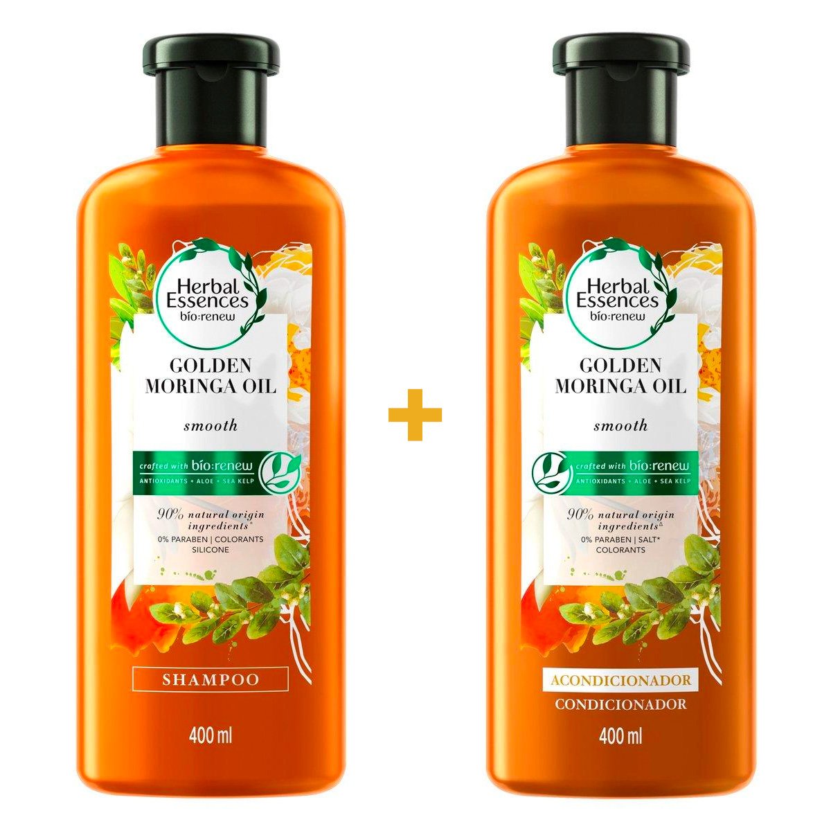 Kit Shampoo + Condicionador Herbal Essences Bio Renew  Golden Óleo de Moringa 400ml Cada