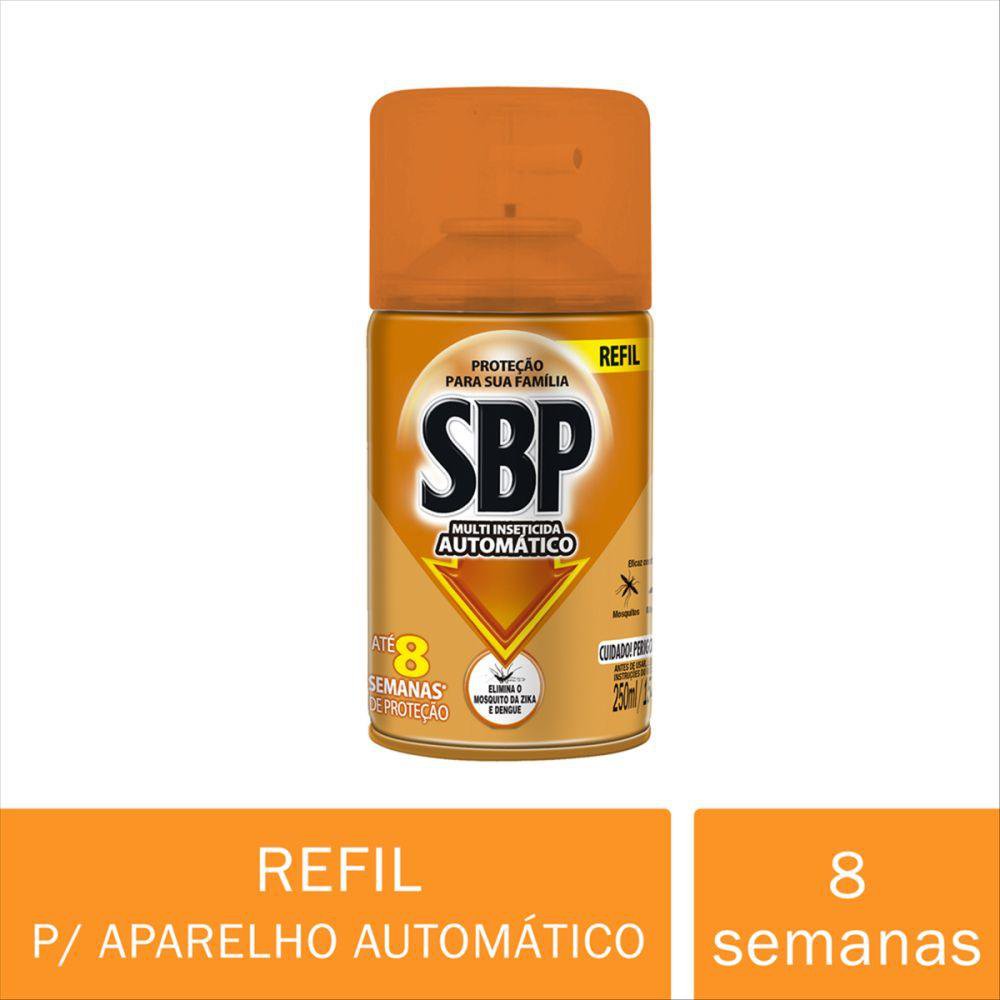 Multi Inseticida Automático SBP Refil 250ml - Duração até 8 semanas