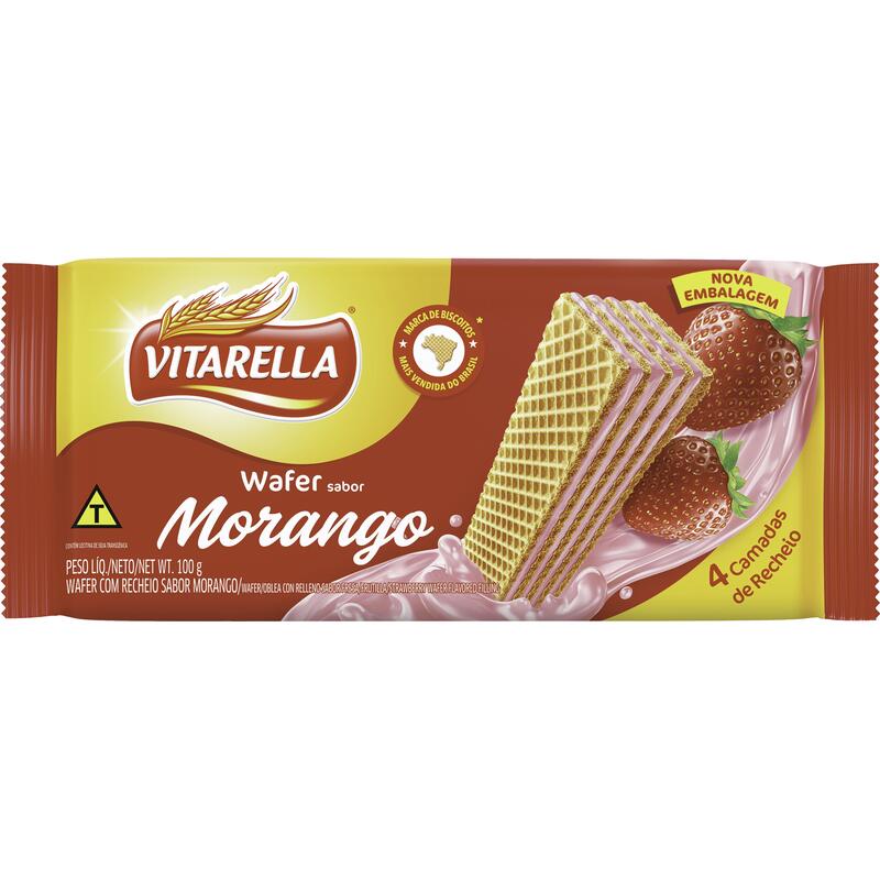 Biscoito Wafer Vitarella Morango 100g