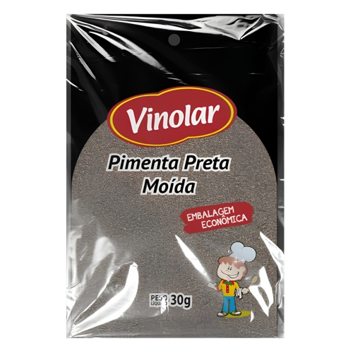 Tempero Vinolar Pimenta Preta Moida Embalagem Econômica 30g