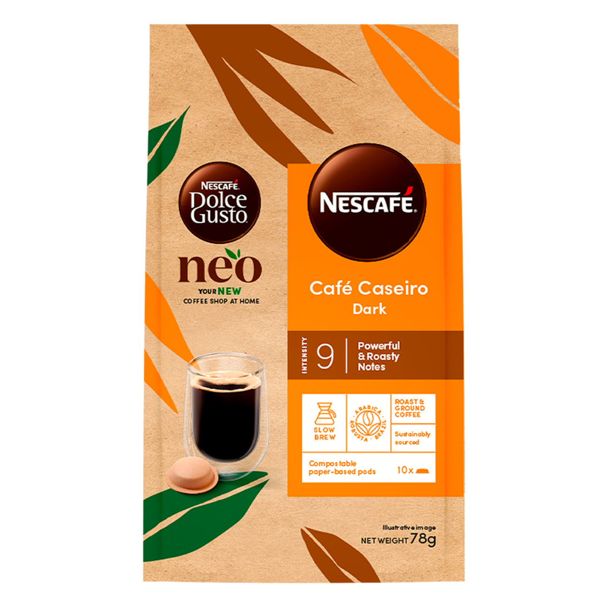 Café em Cápsula Torrado e Moído Caseiro Dark Nescafé Dolce Gusto Caixa 78g 10 Unidades
