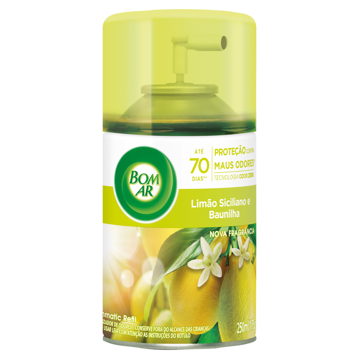 Neutralizador de Odores Limão Siciliano e Baunilha Freshmatic Bom Ar Frasco 250ml Spray Refil