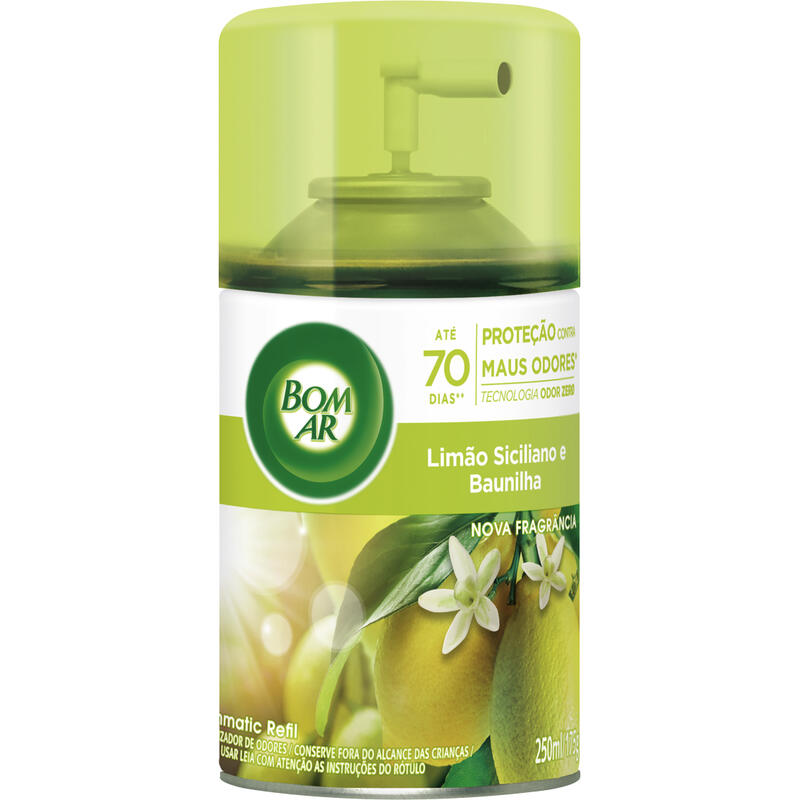 Neutralizador de Odores Limão Siciliano e Baunilha Freshmatic Bom Ar Frasco 250ml Spray Refil