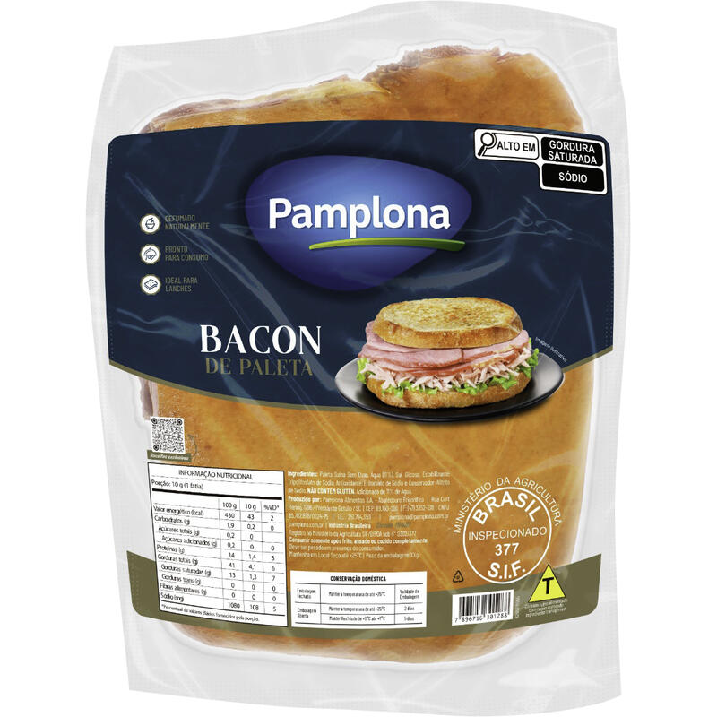 Bacon Extra Paleta Pamplona Defumado Preço por quilo na peça