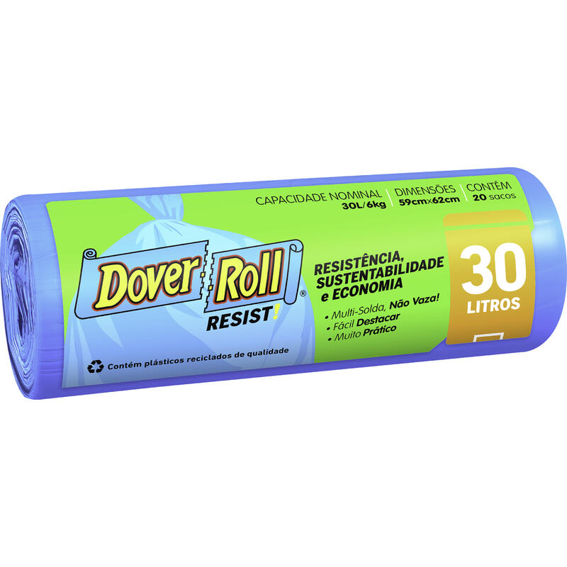 Saco de Lixo Dover Roll Azul 30L 20 un