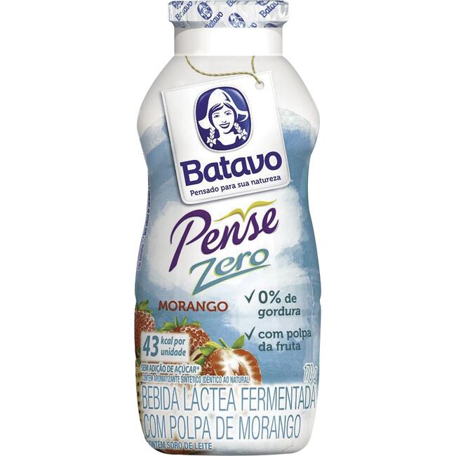 Iogurte Batavo Pense Zero Morango 170g