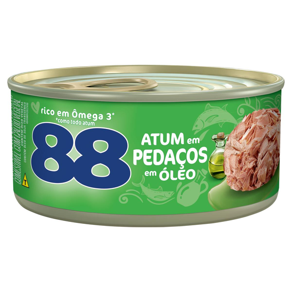 Atum em Pedaços em Óleo com Caldo Vegetal 88 Lata 98g