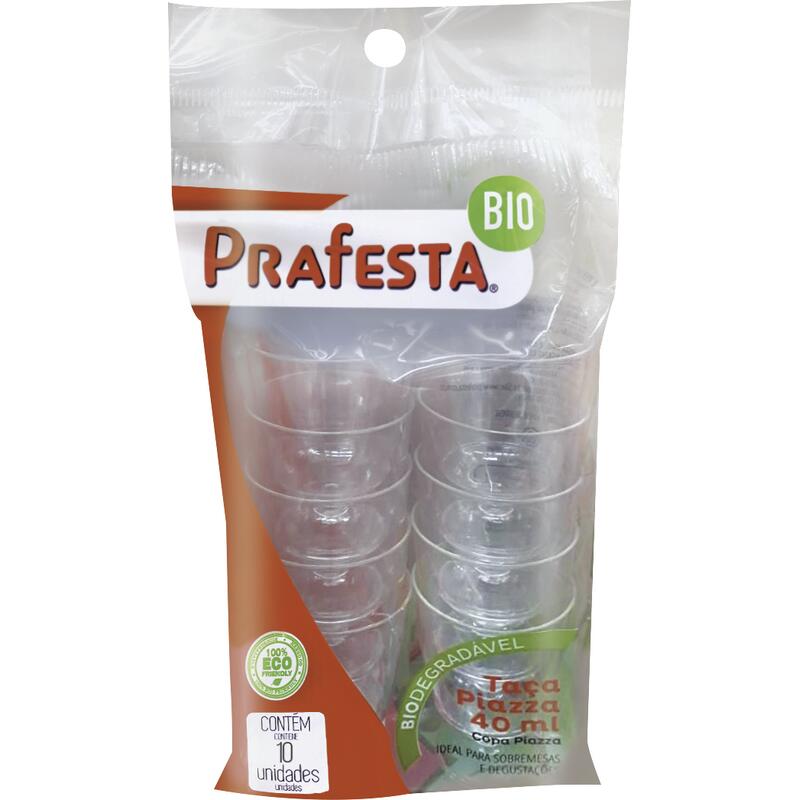 Taça Descartável Biodegradável Prafesta Cristal 40ml 10un