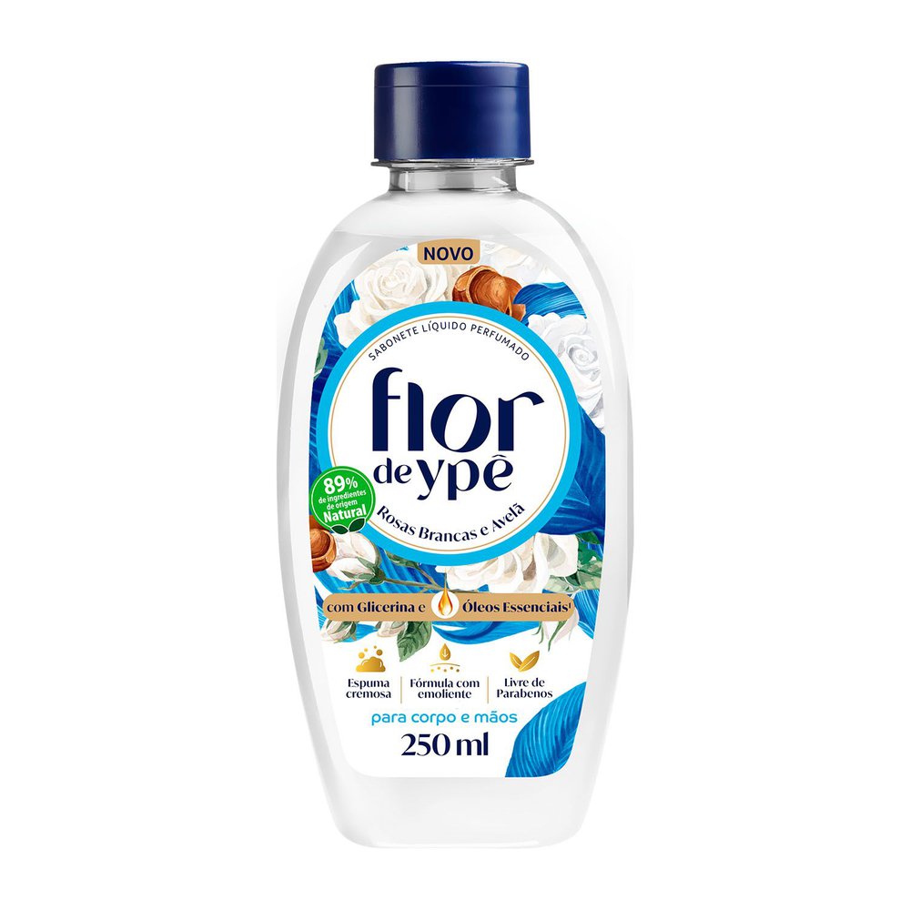 Sabonete Líquido FLOR DO YPÊ Rosas Brancas e Avelã 250ml
