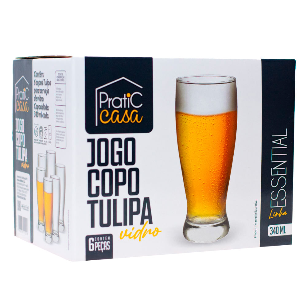 Jogo pratic Casa Copo Com 6 Peças Tulipa 340ml Un