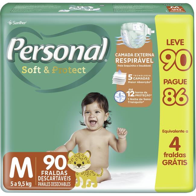 Fralda Descartável Personal Hiper M 90 un