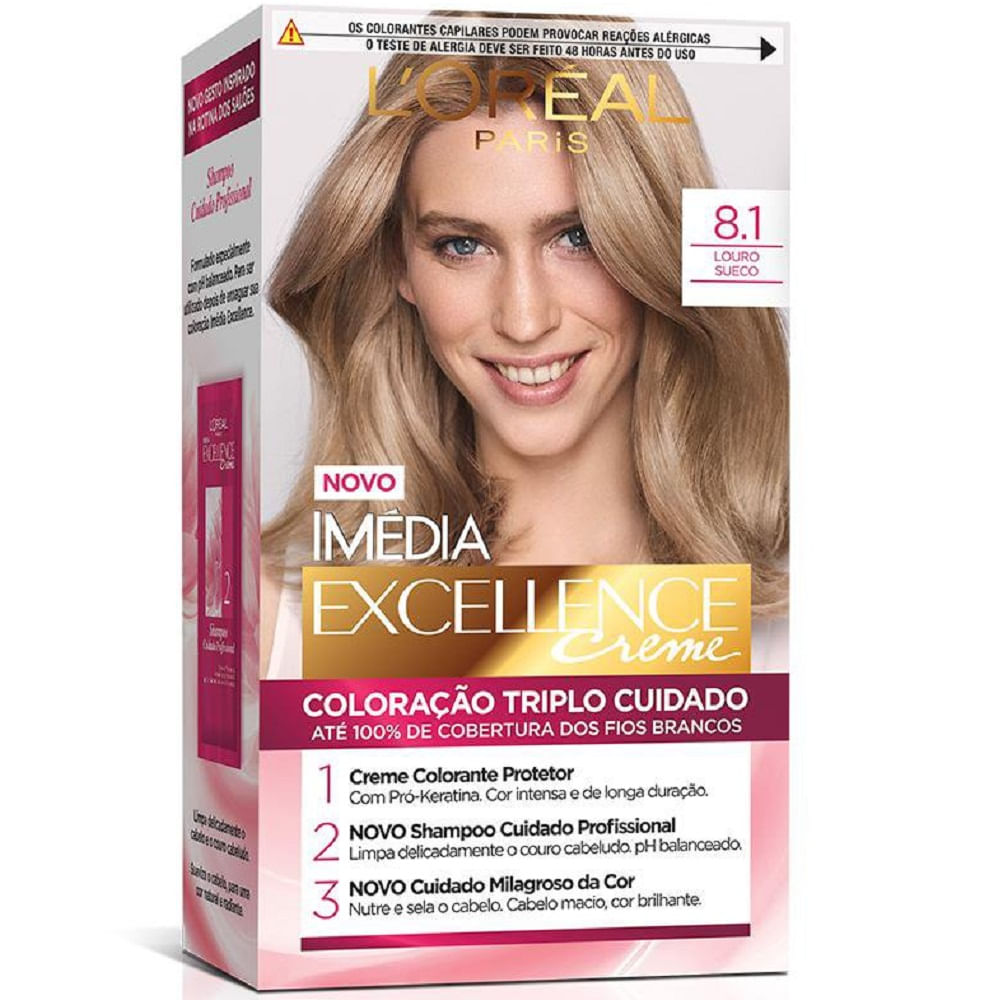 Tintura Permanente Imédia Excellence L’oréal Paris 8.1 Louro Sueco