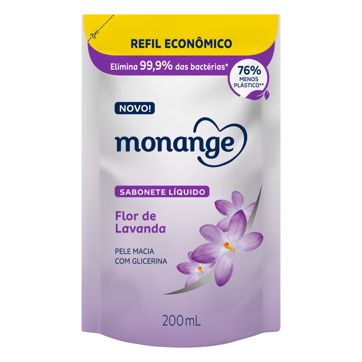Sabonete Líquido Flor de Lavanda Monange Sachê 200ml