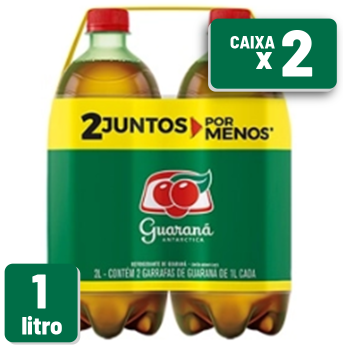Refrigerante Guaraná Antarctica Pet 1L Caixa C/ 2 Un