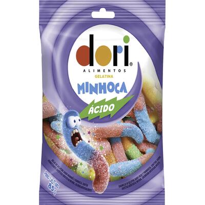 Bala de Gelatina Dori Minhocas ácidas 85g