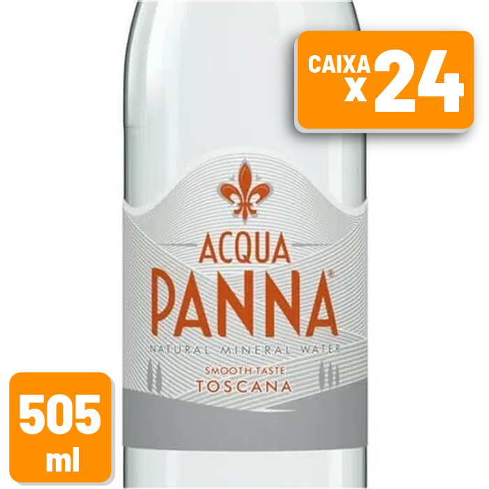 Água Mineral Acqua Panna Sem Gás Garrafa Vidro 505ml Caixa c/ 24 un