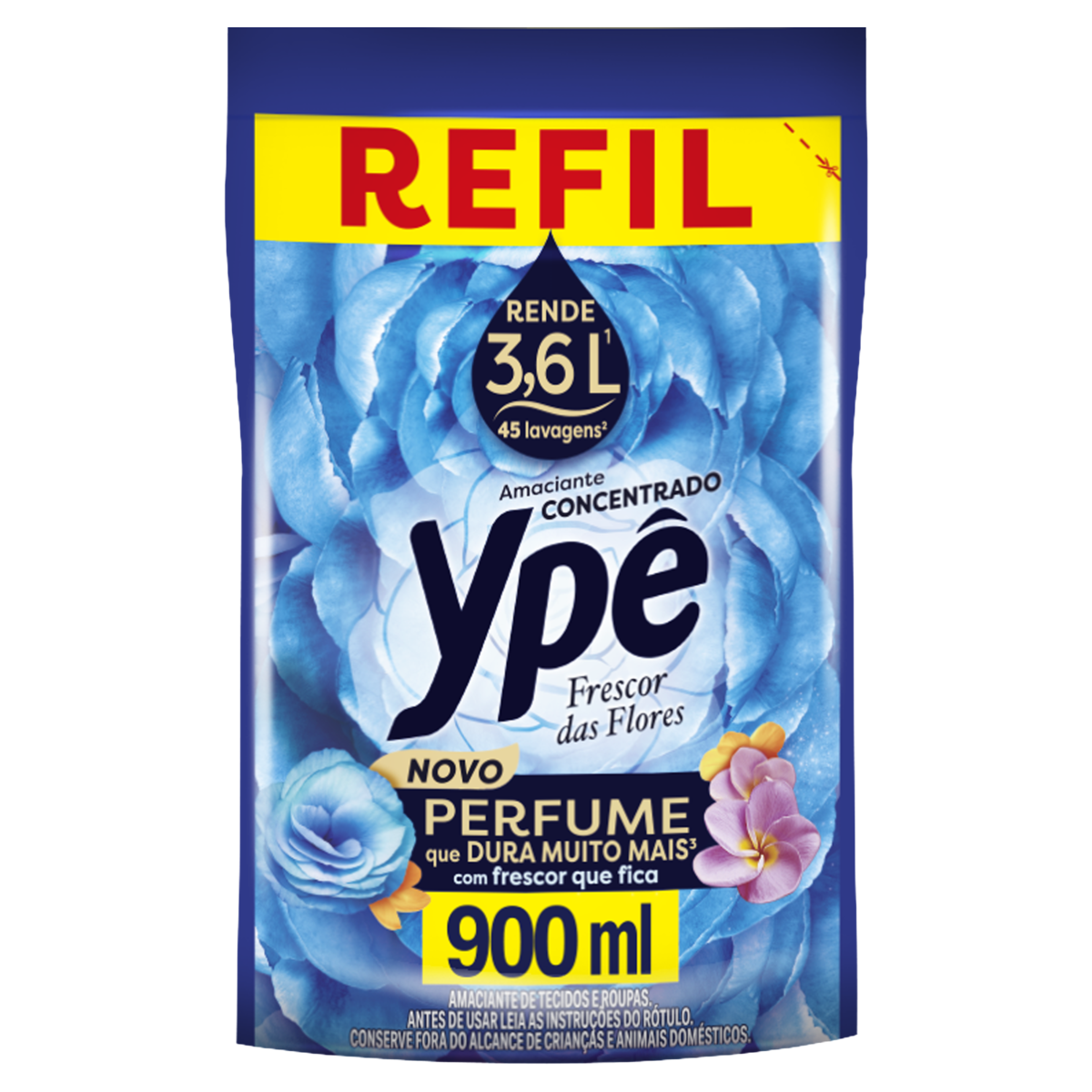 Amaciante Concentrado Ypê Frescor das Flores 900ml Refil Econômico