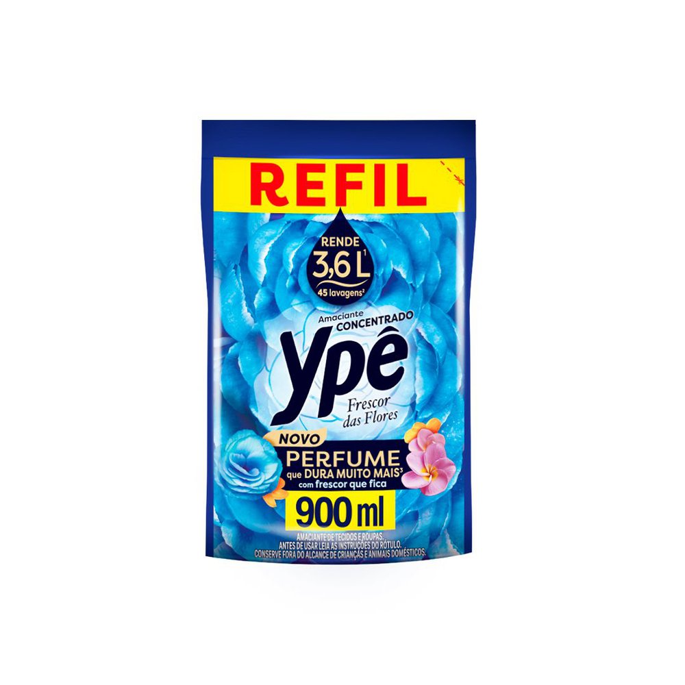 Amaciante Concentrado Ypê Frescor das Flores 900ml Refil Econômico
