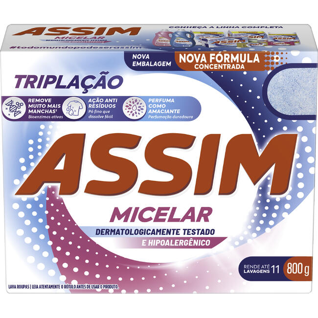 Lava Roupas em Pó Assim Triplação Micelar 800g