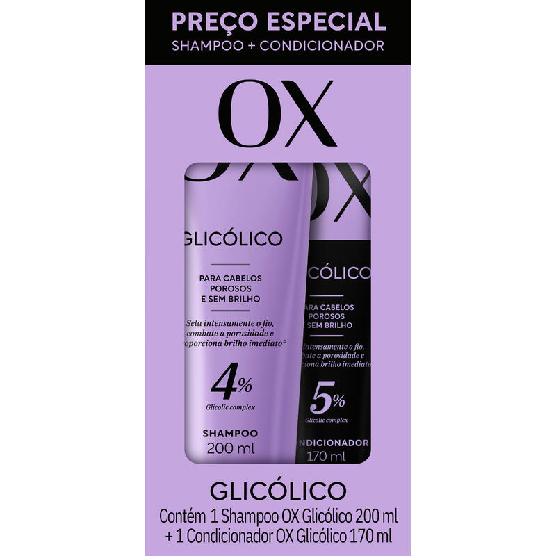 Kit Shampoo 200ml + Condicionador 170ml OX Glicólico