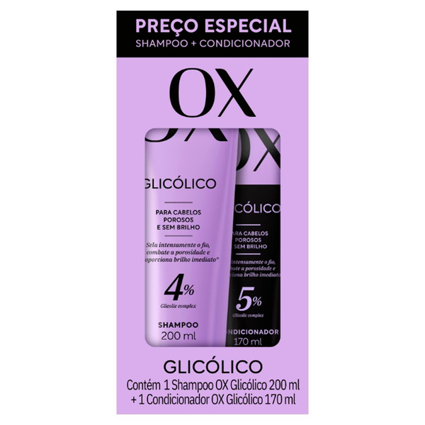 Kit Shampoo 200ml + Condicionador 170ml OX Glicólico