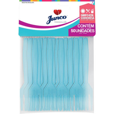 Garfo Descartável Sobremesa Junco Azul 50 un