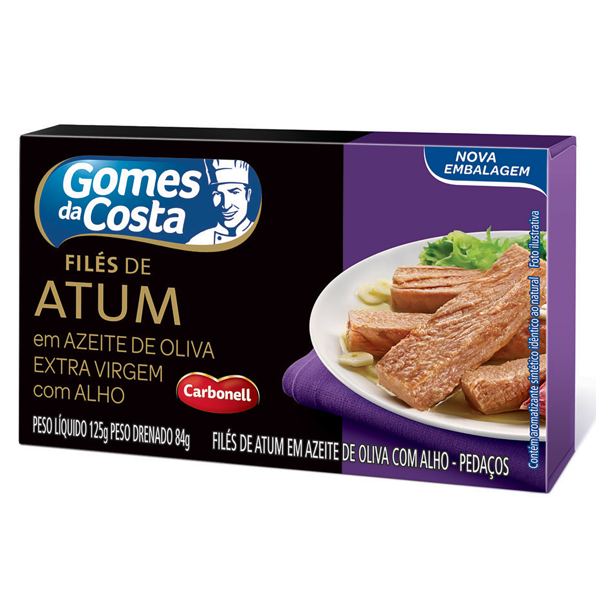 Filé de Atum em Pedaços em Azeite de Oliva com Alho Gomes da Costa Caixa 84g