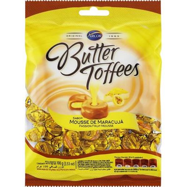 Bala Butter Toffees Arcor 100g - Mousse de Maracujá