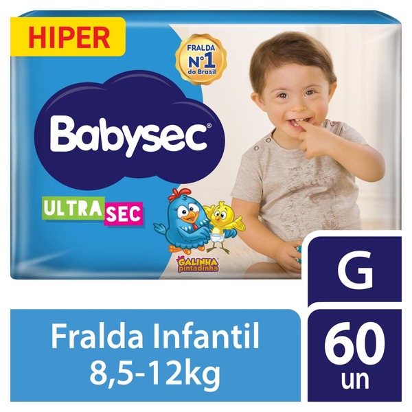 Fralda Babysec Ultra Hiper Tam. G - Com 60 Fraldas