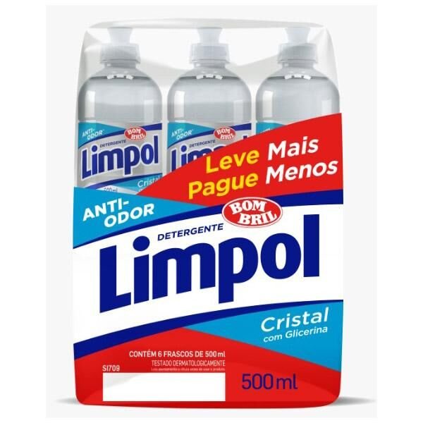 Pack Detergente Limpol Cristal Leve Mais Pague Menos 6Un