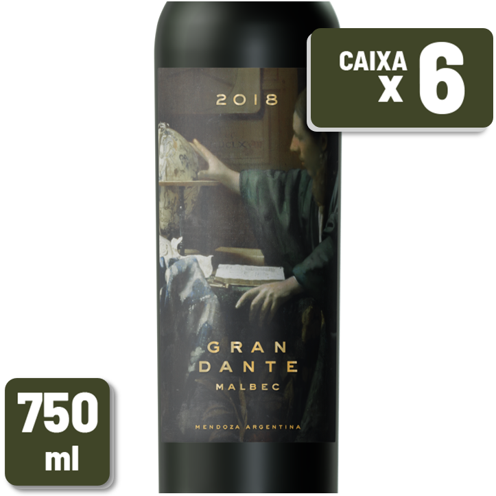 Vinho Bodega Dante Robino Gran Dante Malbec Garrafa Vidro 750ml Caixa c/ 6 un