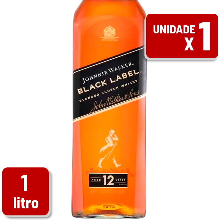 Whisky Johnnie Walker Black Label 12 Anos Garrafa Vidro 1L