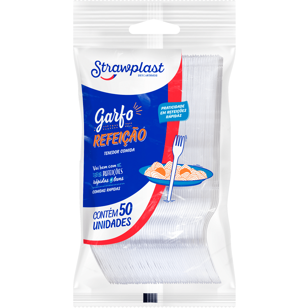 Garfo Destacável Strawplast Cristal 50un
