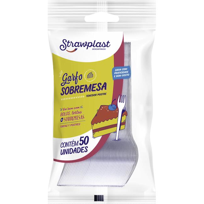 Garfo Destacável Strawplast Cristal 50un